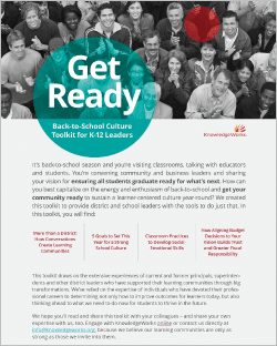 Download KnowledgeWorks' Back-to-School Toolkit to uncover insights from other district and school leaders.