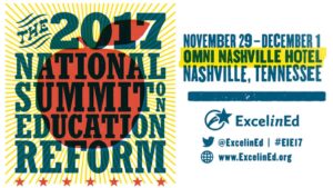 The Foundation for Excellence in Education’s 10th Annual National Summit on Education Reform will take place from November 29 to December 1, 2017, in Nashville, Tennessee.