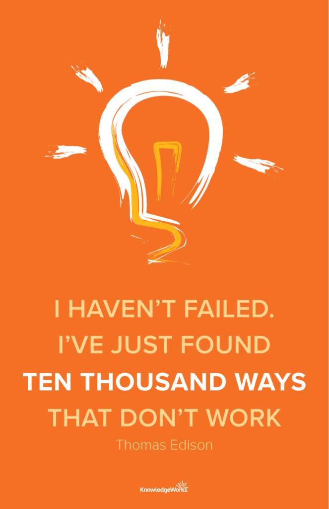 Download this free, printable classroom poster featuring an inspiring quote from Thomas Edison.