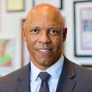 Photo of Dr. William Hite, Jr., CEO and President of KnowledgeWorks. A Black man, bald, in a suit and tie.