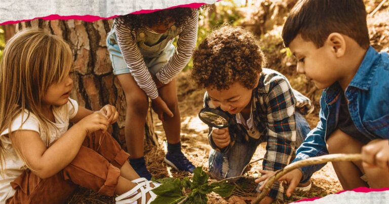 photo of children exploring a forest for learning science