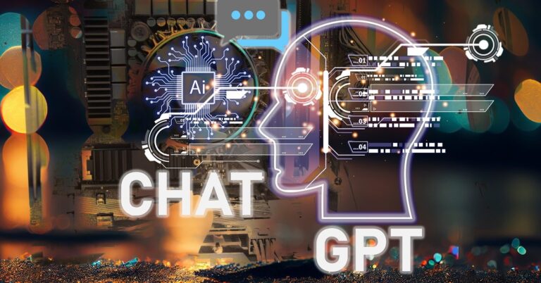graphic of human head and technology connecting with ChatGPT in bold letters