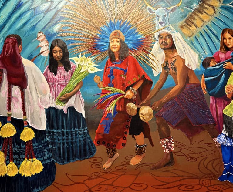 Part of a mural at Puentes de Salud, celebrating Latino culture