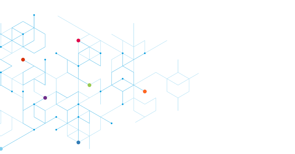 Blue hexagonal geographic pattern fading against a white background