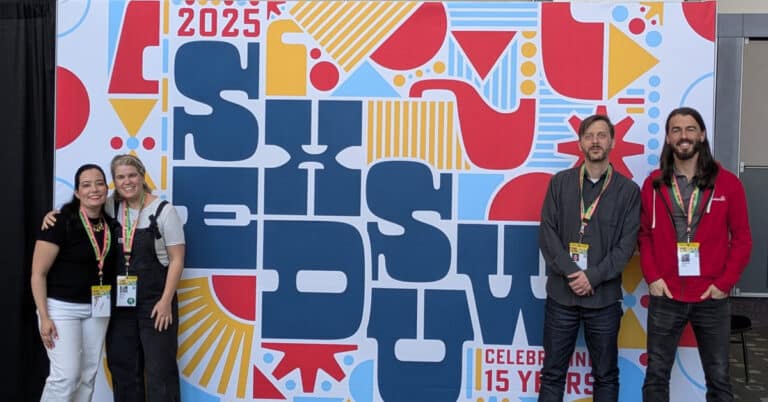 KnowledgeWorks staff posing in front of the SXSW EDU 2025 sign
