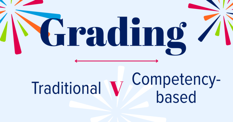 Text reading, "Grading: traditional v competency-based
