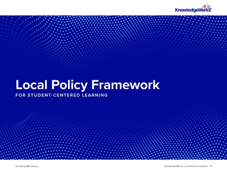 cover of local policy framework publication displaying a pattern of light blue dots over daarker blue